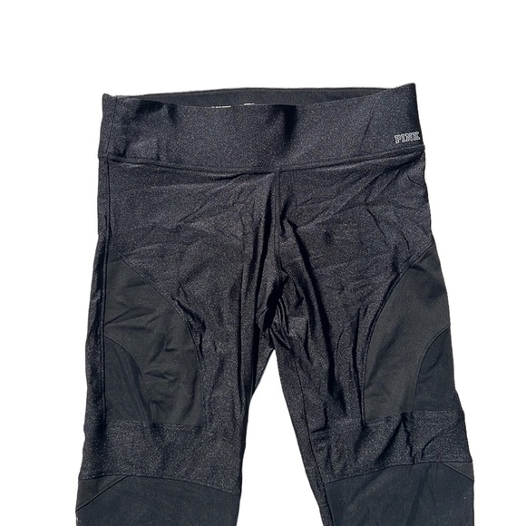PINK Victoria's Secret Black Ultimate Yoga Mesh Capri Crop Legging Size Large - Picture 6 of 14